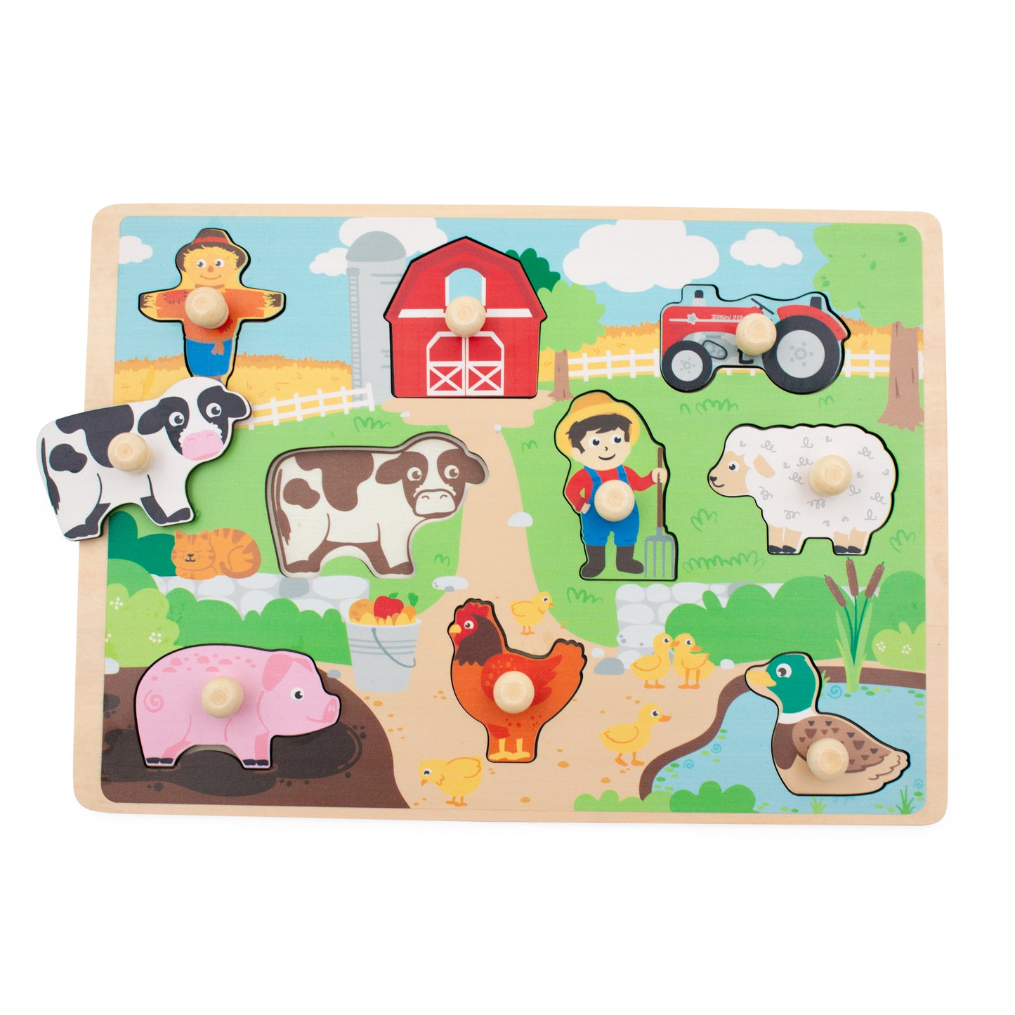 Wooden farm peg puzzle