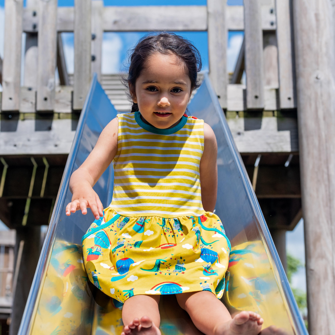 Hot Air Balloon Sleeveless Dress | Ducky Zebra