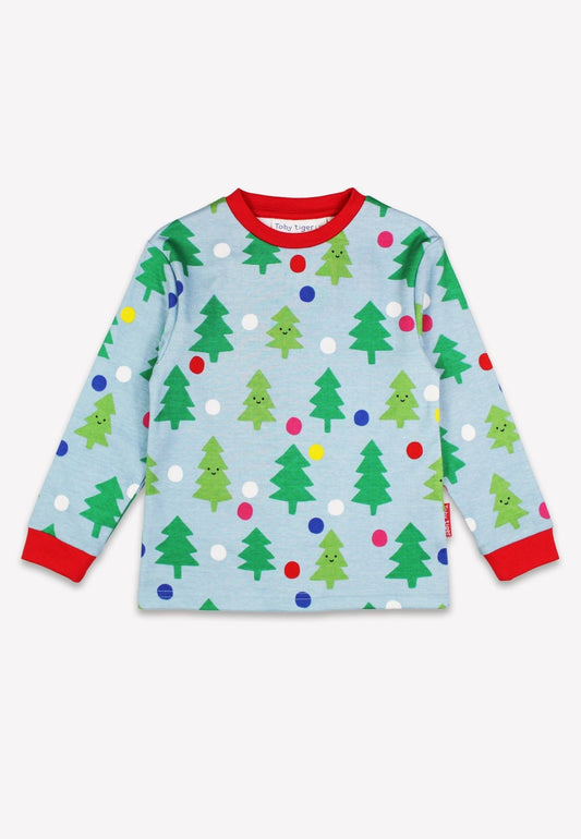 Organic Christmas Tree Print Pyjamas | Toby Tiger