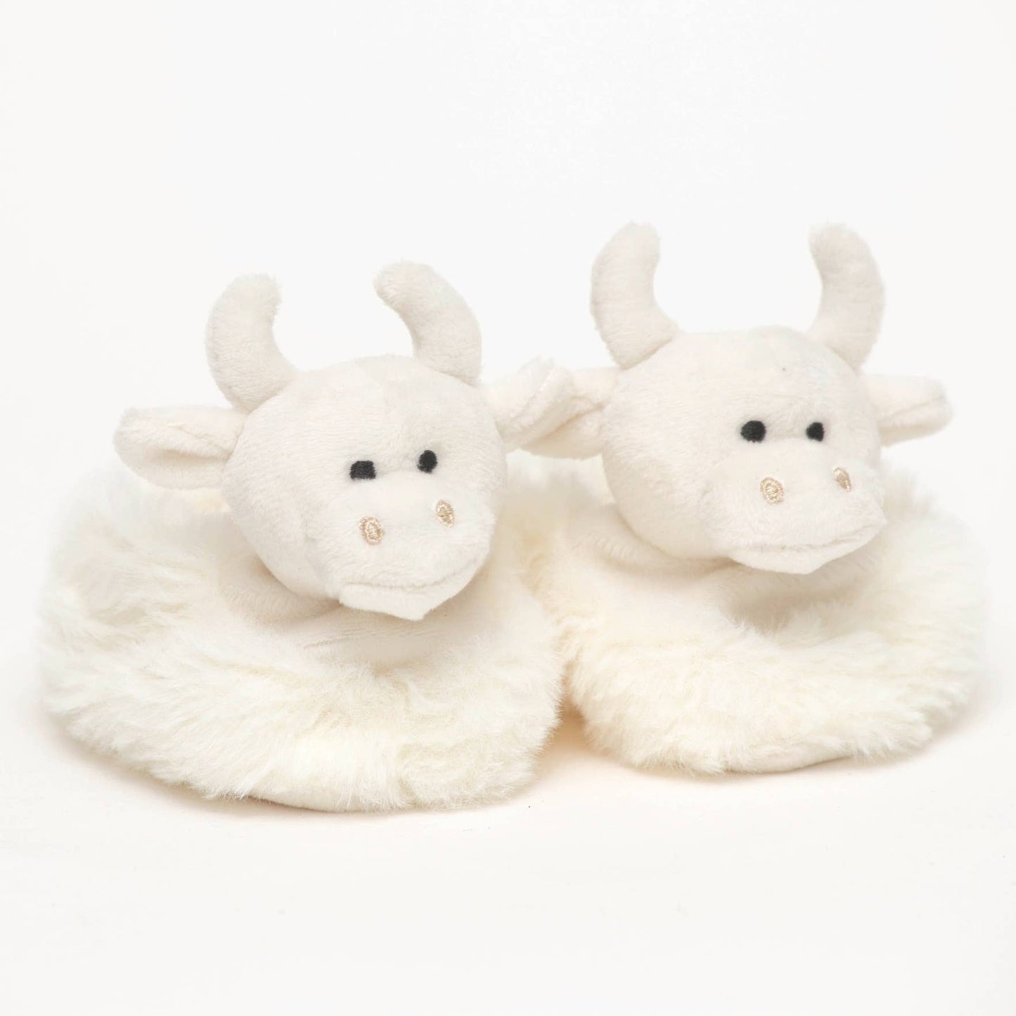 Cream Highland Cow Baby Slippers 0-6 months