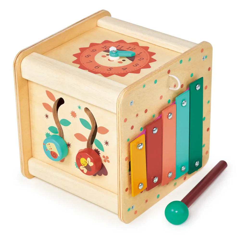 wooden activity cube