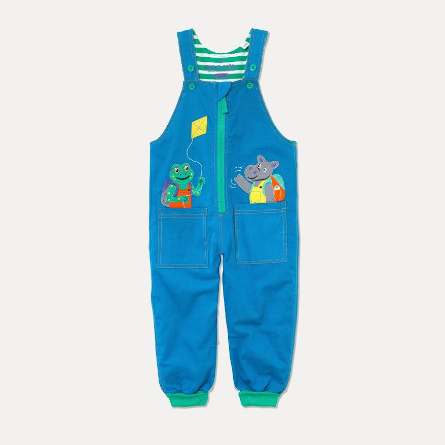 ducky zebra dungarees with frog hippo applique