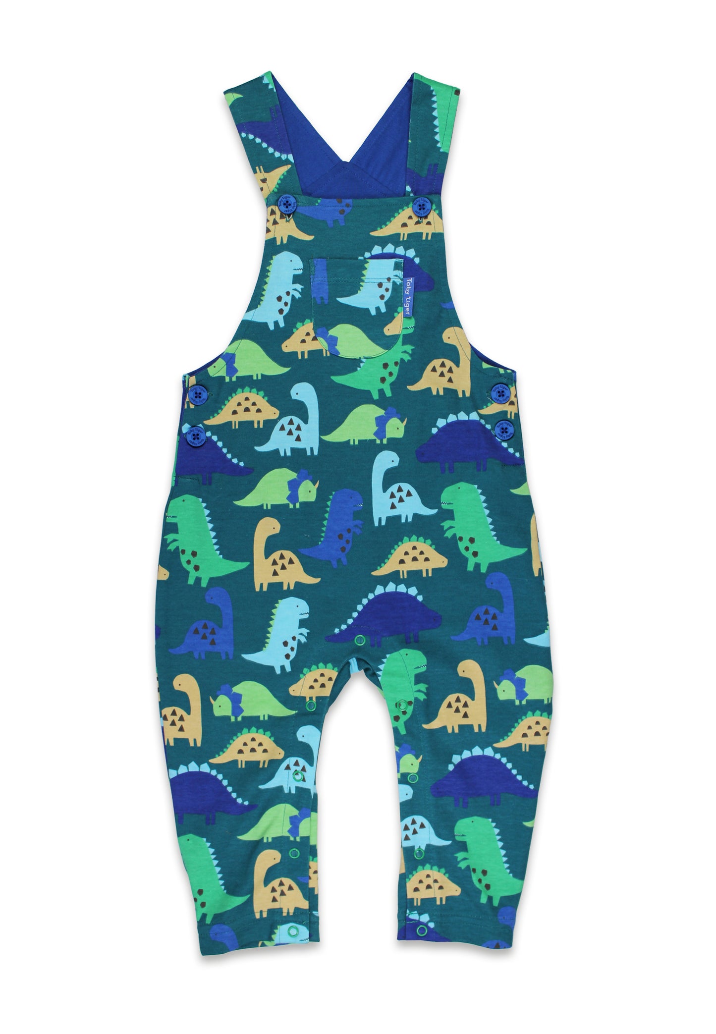 Organic Tonal Dinosaur Print Dungarees