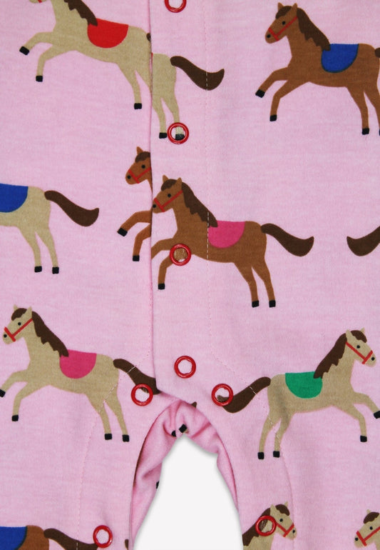 Organic Pink Pony Print Sleepsuit | Toby Tiger