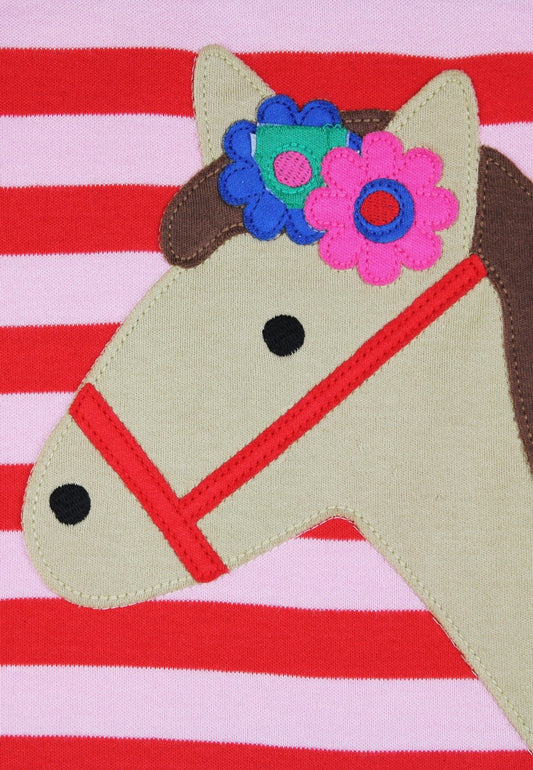Organic Pink Pony Applique Long Sleeved T-Shirt | Toby Tiger
