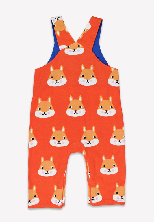 Organic Squirrel Print Dungarees | Toby Tiger