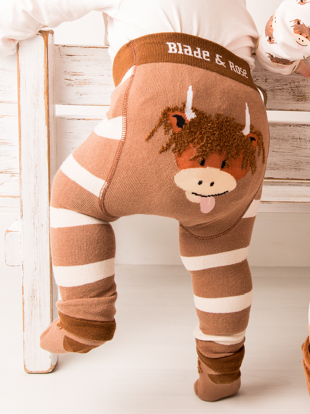 Neutral Highland Cow Leggings | Blade & Rose