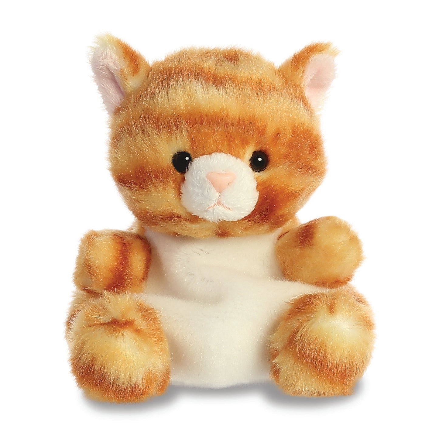 Ginger and white striped plush cat 