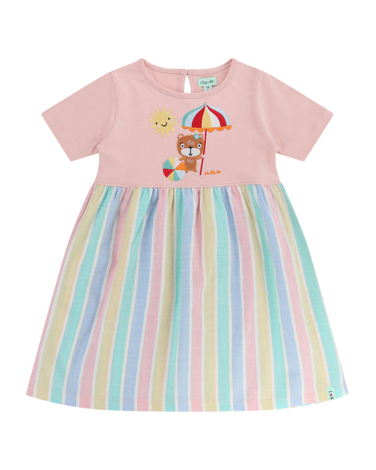 Short sleeve striped girls dress  