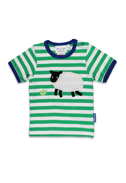 Organic Hillside Sheep Applique Short Sleeved T-Shirt | Toby Tiger
