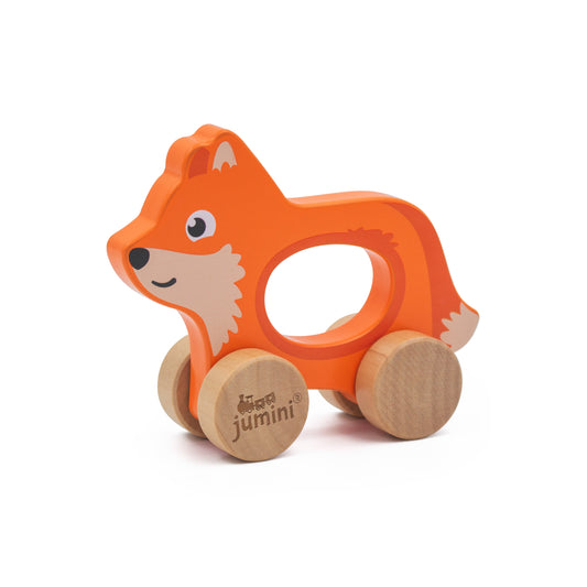 wooden fox push along toy