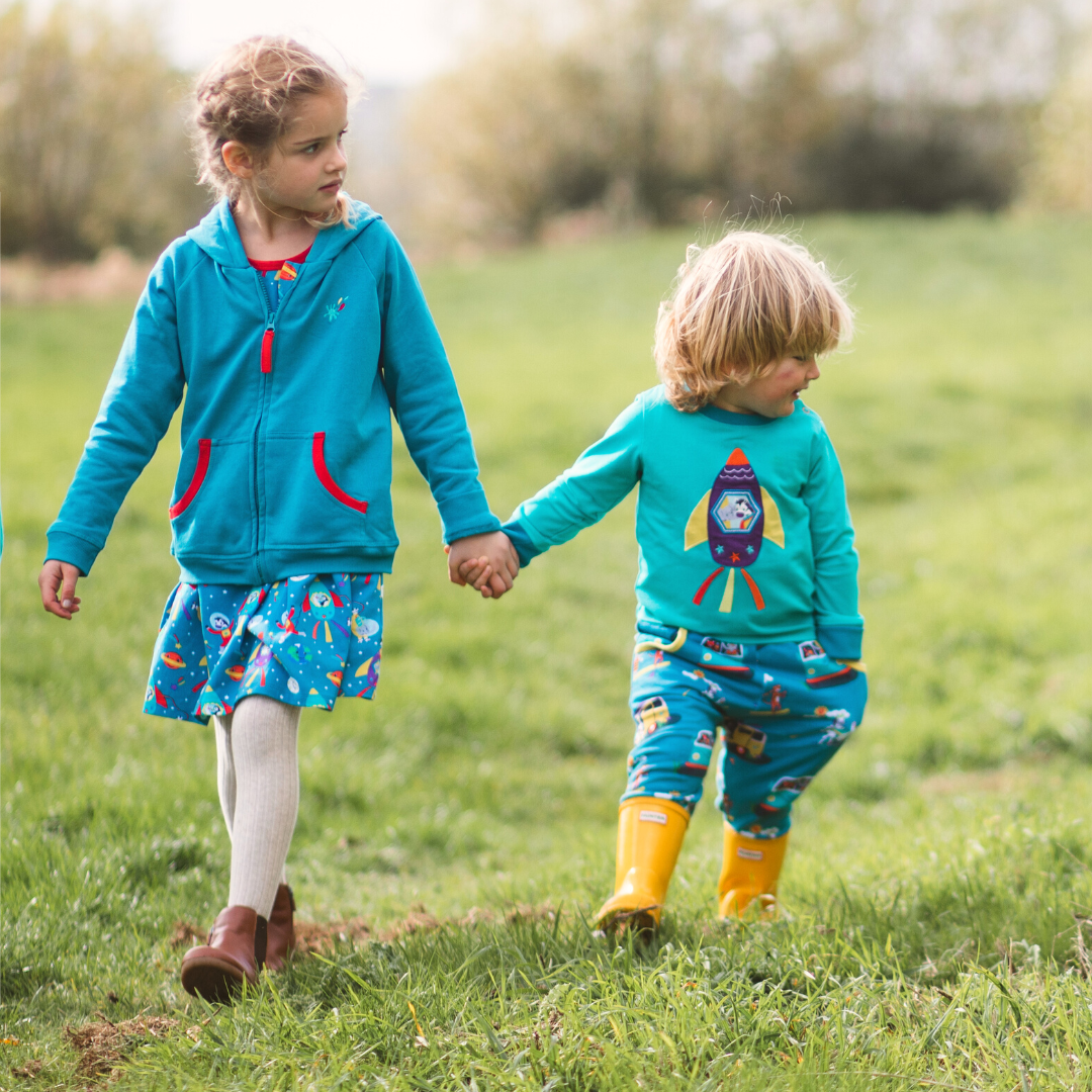 Teal Space Print Hoodie | Ducky Zebra