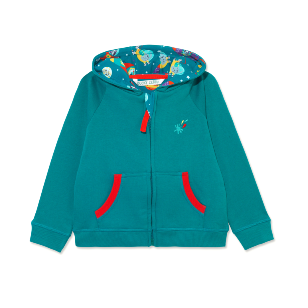 Teal Space Print Hoodie | Ducky Zebra