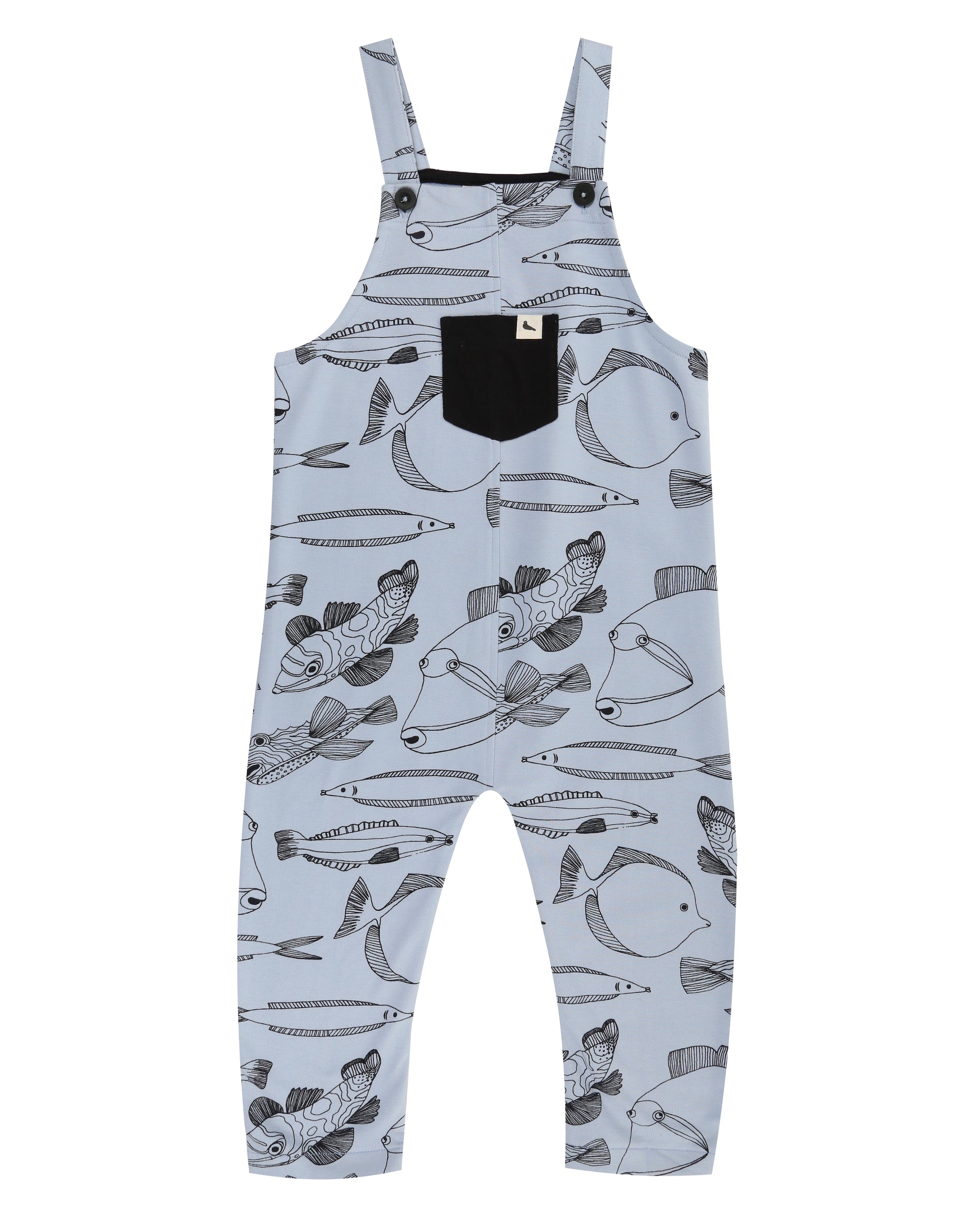 Fish print kids dungarees