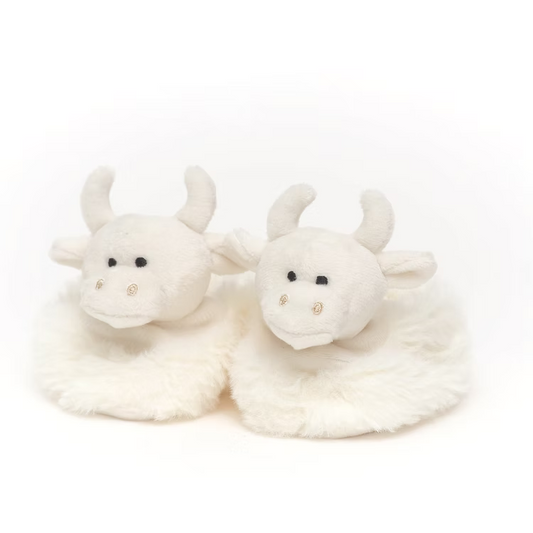cream cow slippers