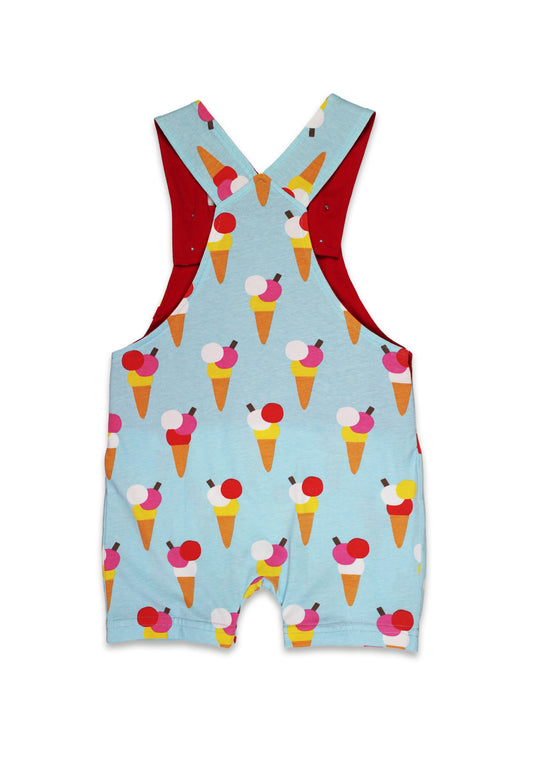 Organic Ice Cream Cones Print Dungaree Shorts | Toby Tiger