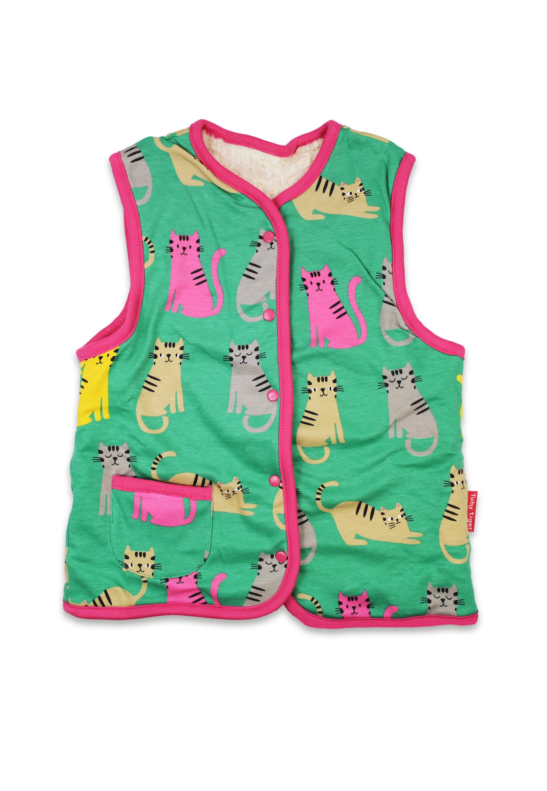 Kitten print reversible gilet