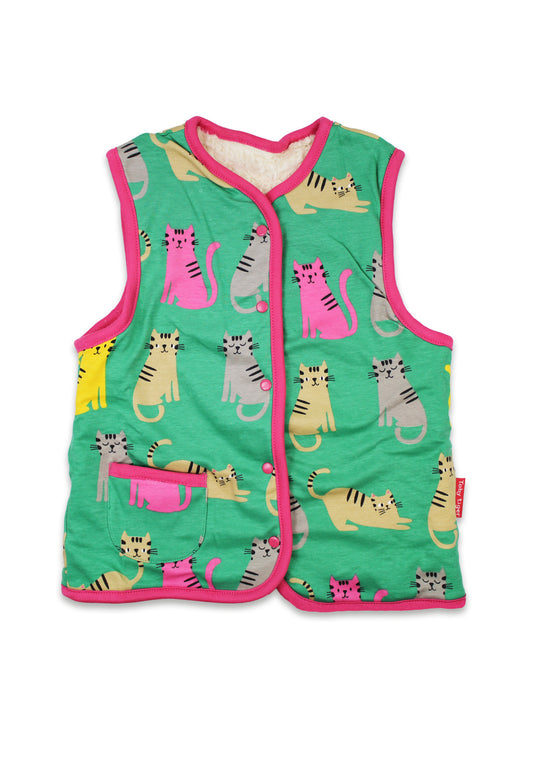 Kitten print reversible gilet