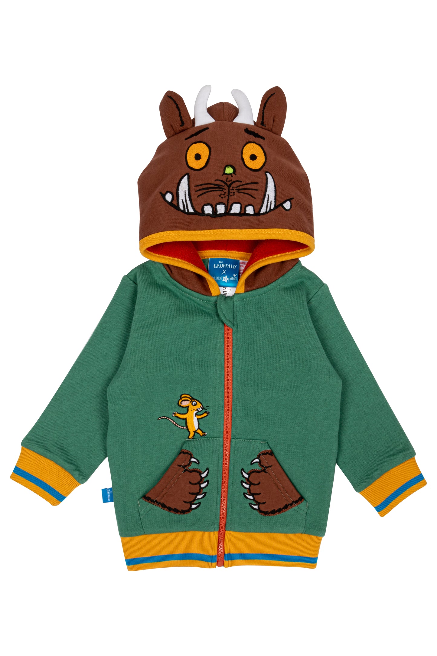 Children's hoodie with cartoon character design on a white background