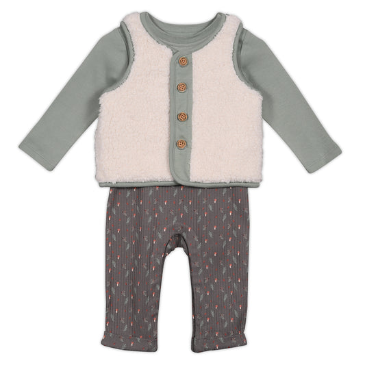Sprig Printed Dungaree 3pc Set