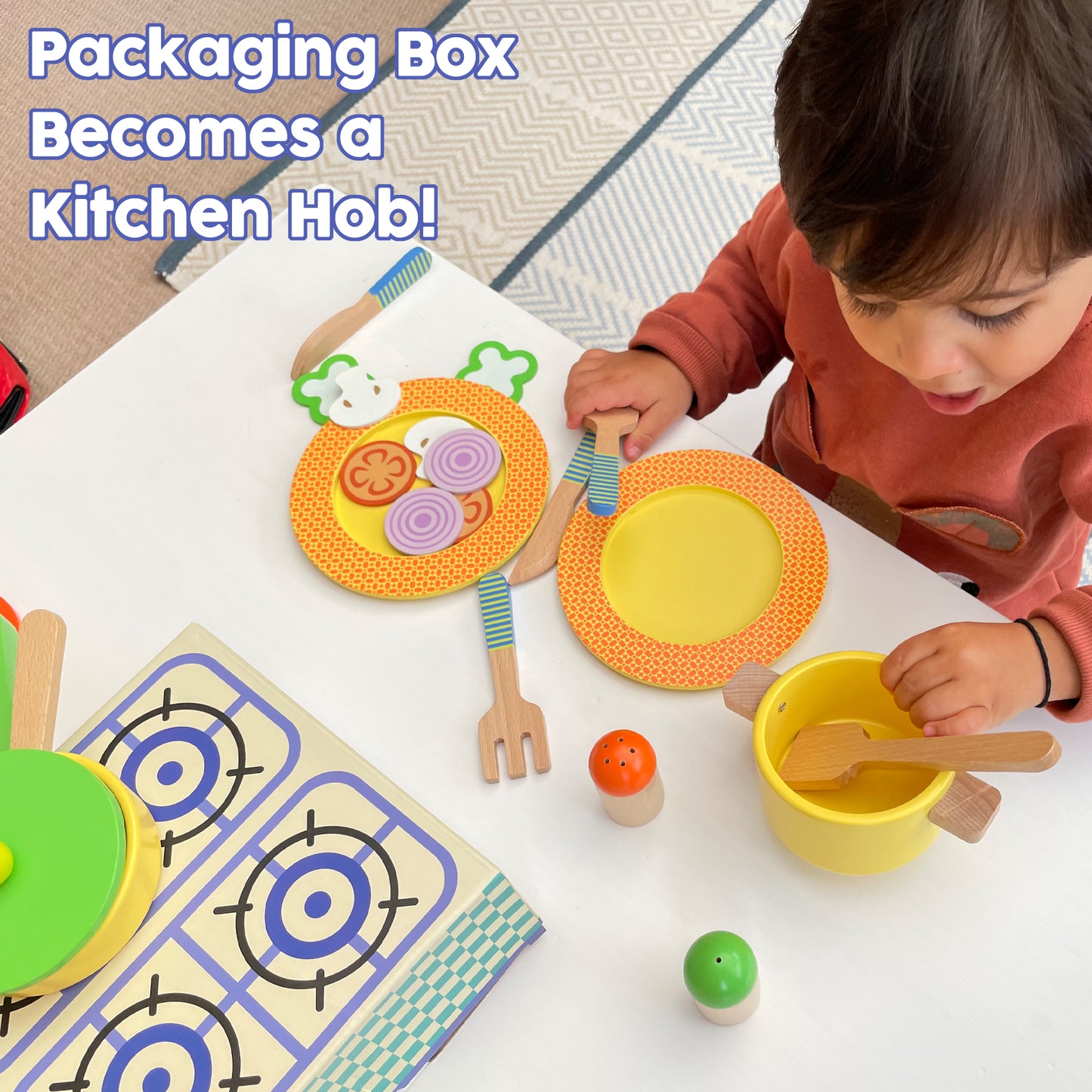 Wooden Kitchen Pans & Plates Set | Bee Smart Toys