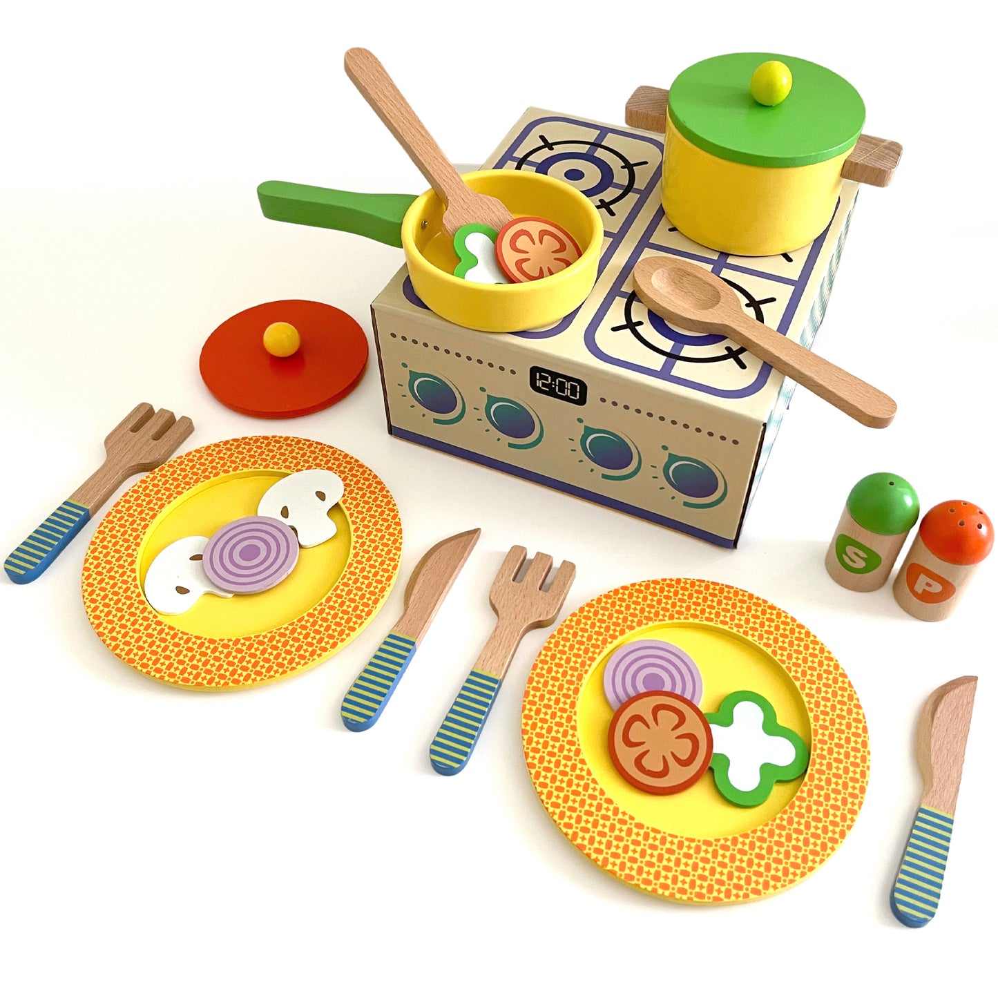 Wooden Kitchen Pans & Plates Set | Bee Smart Toys