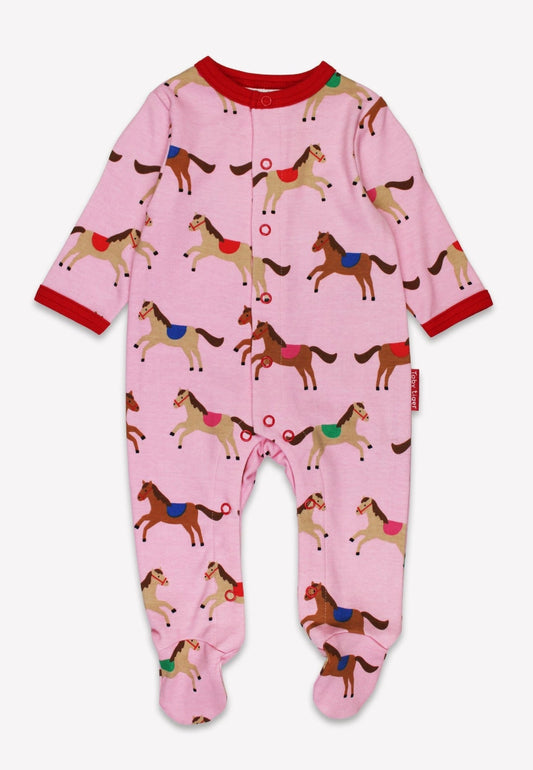 Organic Pink Horse and Pony Print Sleepsuit