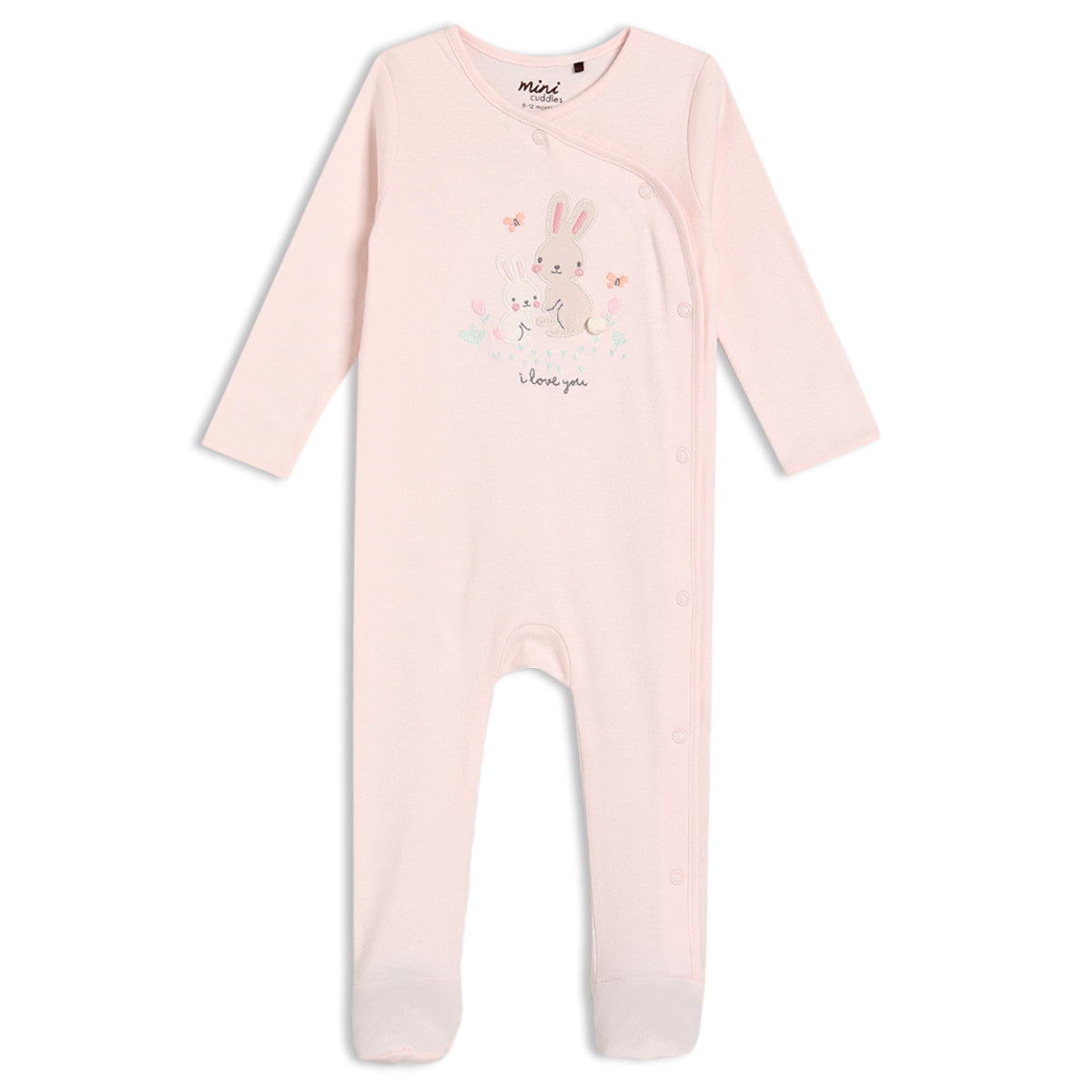rabbit embroidered sleepsuit