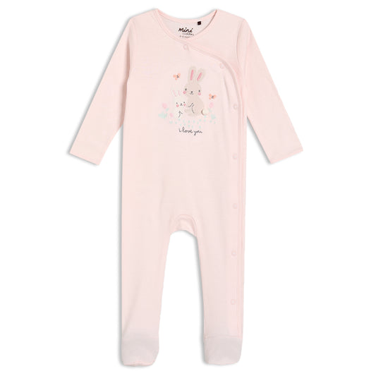 rabbit embroidered sleepsuit