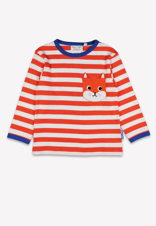 Organic Squirrel Pocket Applique Long Sleeved T-Shirt