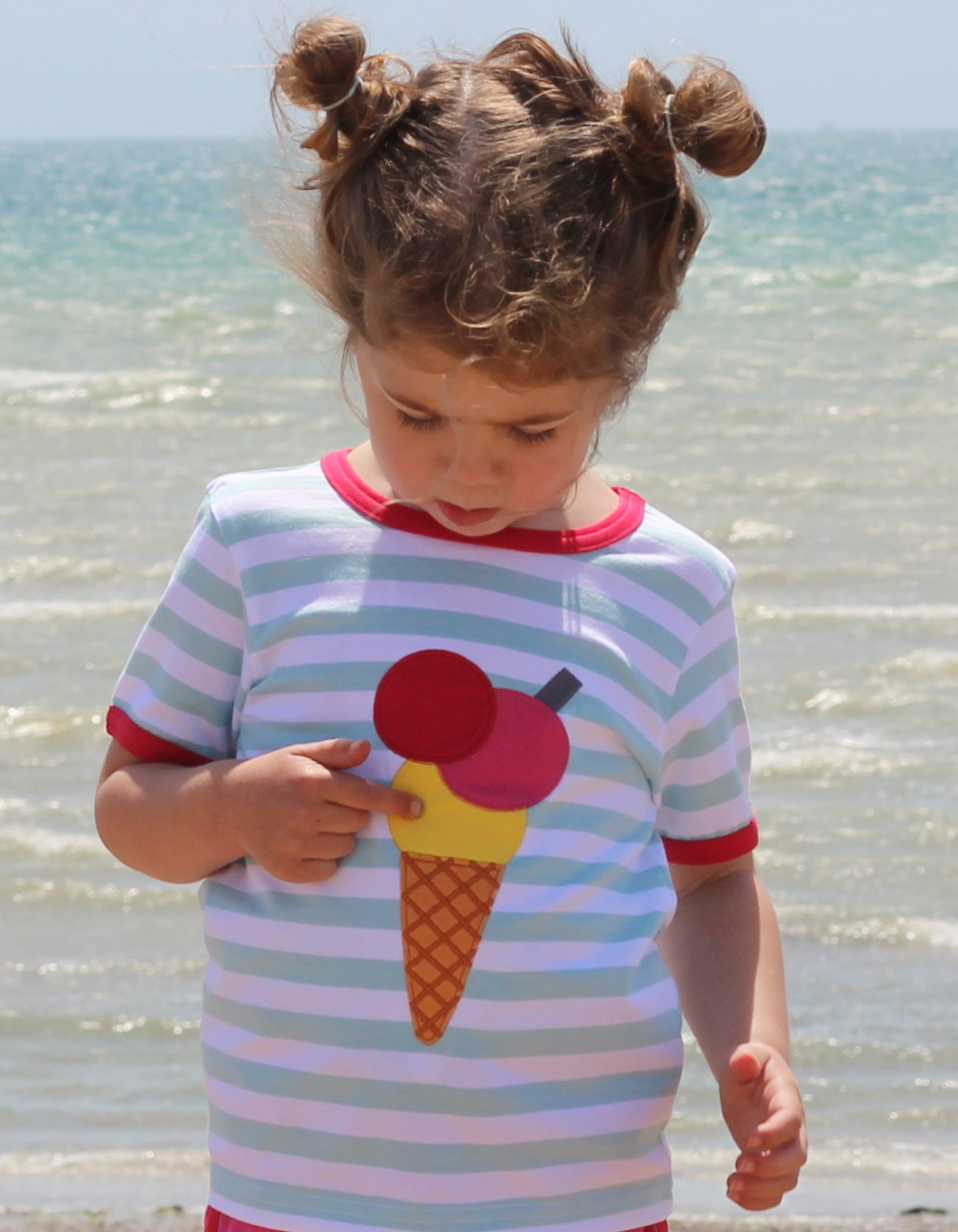 Organic Ice Cream Applique Short Sleeved T-Shirt