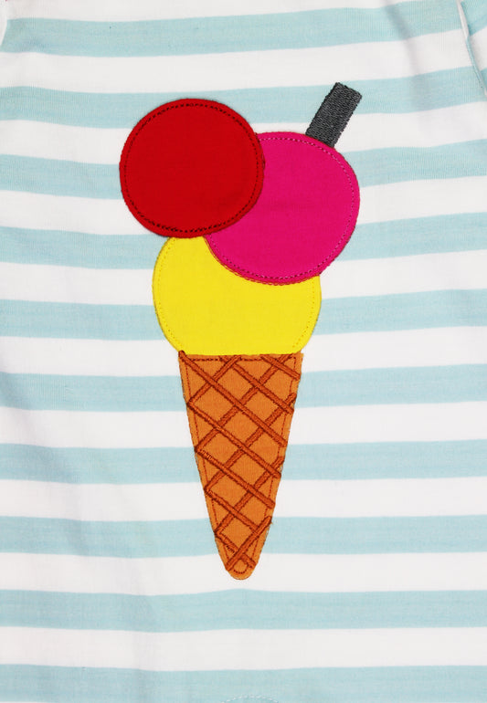 Organic Ice Cream Applique Short Sleeved T-Shirt