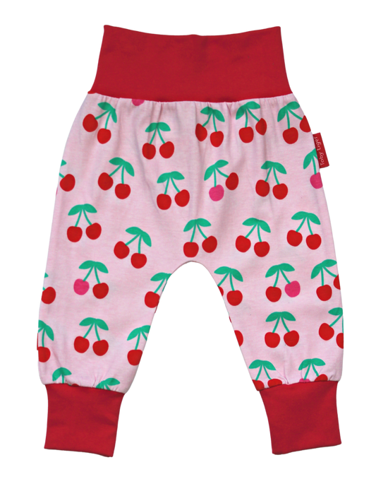 cherry print baby yoga pants, cherry print toddler yoga pants
