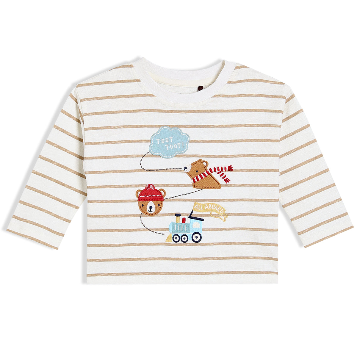 Striped & Teddy Embroidered T-Shirt