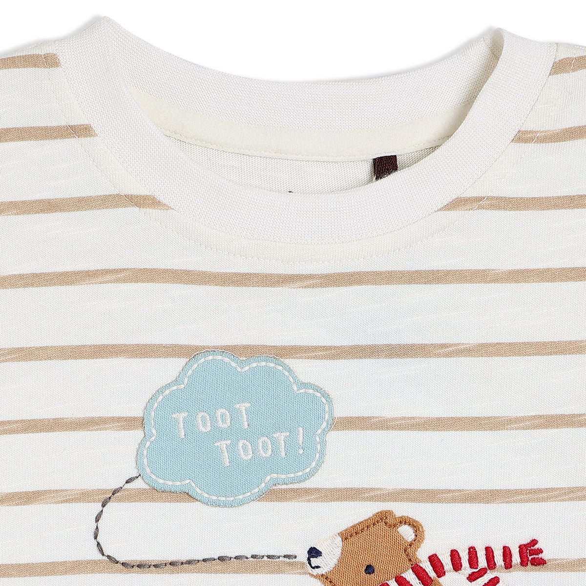 Striped Teddy Embroidered T-Shirt | Mini Cuddles