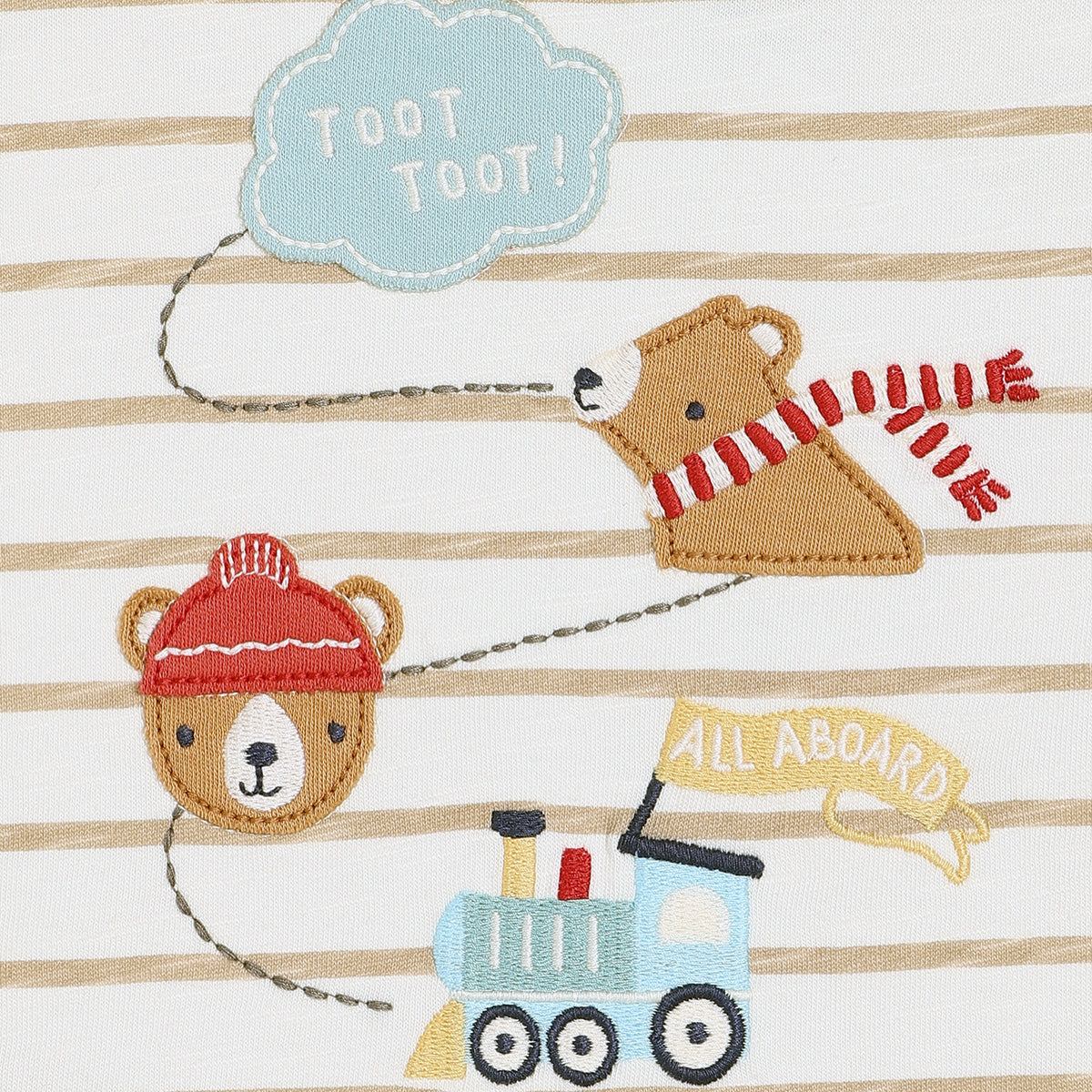 Striped Teddy Embroidered T-Shirt | Mini Cuddles